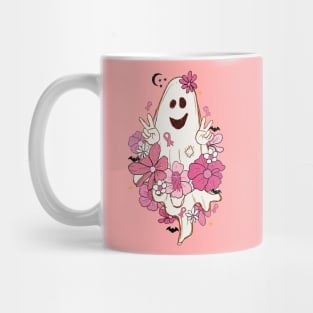 Retro Cute Ghost - Breast Cancer Survivor Mug